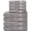 Komfortec Set di 8 asciugamani in 100% cotone, 4 teli da bagno 70 x 140 cm e 4 asciugamani da 50 x 100 cm, spugna, morbido, grande, argento