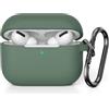 KOKOKA Custodia in Silicone Compatibile con AirPods Pro 2, Case Cover Protettiva in Premium Silicone per Airpods Pro 2 (2022 Released) Custodia con Moschettone, LED Frontale Visibile, Deep Green
