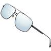 ATTCL Occhiali da sole vintage polarizzati da uomo, montatura rettangolare in metallo QL2022 Black+silver