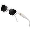ATTCL Occhiali da sole polarizzati per donne uomini moda moda cerchio dorato rettangolo occhiali da sole, Bianco+Grigio/Non Specchiato, Medium