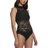 URBAN CLASSICS Body Donna in Pizzo, Top in Pizzo Sexy Smanicato per Donna, Collo a Lupetto, Body Colore nero, Taglia M