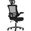 Flash Furniture Sedia ergonomica da ufficio, con supporto a rete, schienale alto con poggiatesta, seduta regolabile in altezza e leva di blocco dell'inclinazione, nero, 60,96 x 64,77 x 133,35 cm