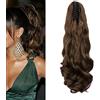 Cybelleza Coda Capelli Extension Coda di Cavallo Estensioni per Capelli Ricci Mossi Ondulati Lunghi Sintetici Ponytail Claw Posticci Parruchino Donna, Castagna