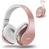 ZIHNIC Cuffie Bluetooth Over-Ear, Cuffie stereo pieghevoli wireless e cablate Micro SD/TF, FM per telefoni/Samsung/pad/PC, comode cuffie antirumore e peso leggero per indossarle a lungo (Oro Rosa)