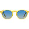 H HELMUT JUST Occhiali da Sole da Donna Uomo Vintage Rotondi Montatura Giallo Lenti Sfumate Blu Polarizzati Montatura leggera in TR90 e Braccio in Acetato
