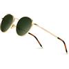 SUNGAIT Occhiali da Sole Polarizzati Vintage Rotondi Occhiali da Sole Classici con Montatura in Metallo Retrò Circolari per Donna e Uomo-SGT059(Montatura Oro/Lente Polarizzata Verde)