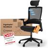Ergotopia Nextback sedia ufficio ergonomica - sedia ergonomica con supporto cervicale e braccioli regolabili - poltrona ufficio con supporto per il collo - sedie ufficio ergonomiche in mesh