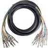 Pronomic Stage MJJ8-6 Multicore 8 vie con jack 6m, Cavi codificati a colori | Connettori jack da 6, 3 mm in metallo saldati a mano, Protezione anti-piega a molla in metallo, Lunghezza: 6 m