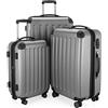 HAUPTSTADTKOFFER - SPREE - Set di 3 valigie, Valigie rigide, Trolley con 4 doppie ruote, Bagaglio da viaggio opaco, Set da viaggio, TSA, (S, M e L), Argento
