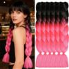 ShowJarlly Ombre Jumbo Treccia Capelli, 5 Pezzi Extension Per Treccine Africane Capelli, 24 Pollice Sintetici Intrecciare I Capelli Estensioni Per Crochet Torsione Estensiones(Nero/Pesca)