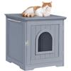 Yaheetech Casetta per Gatti Cuccia per Animali Domestici in Legno da Giardino Cuccia per Gatto Mobile Lettiera Multiuso Armadietto Nido per Gatti Cani 48,5 x 51x 51,5 cm Grigio