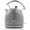 Swan Retro Bollitore Elettrico 1,8 Litri, Design Vintage, Spegnimento Automatico Controllore Strix, Senza Fili, Acciaio Inossidabile, senza BPA, 3000 W, Grigio