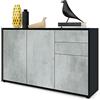 Vladon Madia Ben V3, mobile con 3 ante e 2 cassetti, nero opaco/ossido di grigio (117 x 74 x 36 cm)
