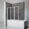 Schulte parete per vasca da bagno l.127 x a.121 cm, colore alpino bianco, 3 ante pieghevoli, vetro sopravasca da bagno, girevole 180° sulla parete, vetro di sicurezza 3 mm trasparente