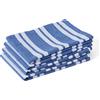 Encasa XO Asciugamani da cucina 28x18 in 70x45 cm (set di 4) Finitura antibatterica, cotone altamente assorbente per la pulizia e asciugatura rapida dei piatti - Franca Strisce Blu