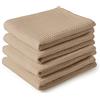 Encasa XO Asciugamani da cucina e salviette in cotone Beige | Strofinaccio in waffle e tessuto piatto | Set strofinacci | 70x45 cm | Riutilizzabile e ad asciugatura rapida Set di 4