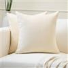 Encasa XO Set di 2 Federe per Cuscini in Ciniglia | Naturale - (24x24) (60x60 cm) | Federe Decorative Quadrate per Divano, Decorazione Casa, Sofa