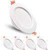 Sweier Faretti LED da Incasso per Cartongesso 220V, 5W 480LM Faretti da Incasso Soffitto 3000K bianco caldo, IP44 Faretto Incasso Cartongesso Bagno, Alluminio, Foro Ø80-90mm, Set di 5