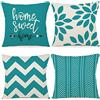 ZWJD Federe Confezione da 4 Decorativi Copricuscini Fodere Cotone Biancheria 45x45cm Quadrate per Cuscino per Divano Sedia Cuscini Camera da Letto Cuscini Arredo (45x45cm, Blu acqua)