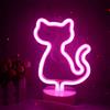 Wanxing Insegne al neon decorative a forma di gatto rosa con base Lampada rosa chiaro USB/Batteria Cartello notturno carino per cameretta Camera da letto per ragazze Regalo di Natale Regalo di Natale