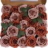 Ruiuzioong Fiori Artificiali Rosa 25pcs Reale Cercando Rose Finte con Gambo per Matrimonio Fai da Te Mazzi Centrotavola Disposizione Partito Casa Arredamento (25 Pezzi, arancia mista)