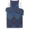 VISION HAROLD - 100% cotone - Set Copripiumoni 140 x 200cm con 1 federa 65 x 65cm per letto singolo - Tessuto morbido e confortevole - Colore: Blu - Certificato Oeko-Tex