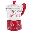 Lsaardth Caffettiera espresso con piano cottura in alluminio - Moka a cuore rosso Caffettiera italiana con piano cottura Moka Express(S)