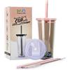 HYDRATE 2.ONE Bubble Tea - Tazza con cannuccia, 2 coperchi, per boba, frullati, caffè freddo, frappè, 700 ml, a doppia parete, isolata, senza BPA, a prova di perdite, riutilizzabile, trasparente