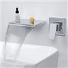 SHANFO Rubinetto Muro Cascata Rubinetto Miscelatore ‎Cromato Monocomando per Lavello Rubinetto in Ottone con Bocca Larga 20cm, 4M1OK