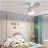 Ventilatore da soffitto a LED velocità del vento regolabile 36 W con telecomando per camera da letto moderna 