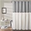 Lush Decor Tenda da doccia con bottoni in lino grigio/bianco 72X72