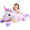 IKASA Unicorno Giganti Peluche Giocattolo Morbido - Animali di Peluche Grandi Gigante Enormi Teneri Jumbo Enorme Morbidosi Animale Grasso - Regali per Bambini Ragazze (110cm, Multicolore)