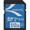 SABRENT Scheda SD 512GB v60, SDXC Card UHS-II, Memoria SD U3, Memory card con lettura fino a 270MB/S, per fotografi professionisti, video maker, vloggers per video in 8K, Full HD (SD-TL60-512GB)