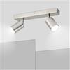 Faretto da soffitto, faretto a 2 fiamme, plafoniera, faretti mobili,  metallo cromato grigio tessile, 2x prese