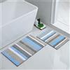Homaxy Tappeto da bagno in microfibra, antiscivolo, morbido, assorbente, a pelo lungo, lavabile, 40 x 60 cm + 50 x 80 cm, colore: blu e grigio