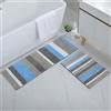 Homaxy Confezione da 2 Tappetini da Bagno Antiscivolo, Tappetino da Bagno a Righe in Microfibra Morbida, Assorbente a Pelo Lungo, Lavabile in Lavatrice - 40 x 60 cm + 40 x 120 cm, Blu/Grigio