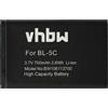 vhbw batteria sostituisce Nokia BL-5CA per smartphone cellulare (700mAh, 3,7V, Li-Ion)