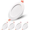 Sweier Faretti LED da Incasso per Cartongesso 220V, 5W 480LM Faretti da Incasso Soffitto 6000K Bianco Freddo, IP44 Faretto Incasso Cartongesso Bagno, Alluminio, Foro Ø80-90mm, Set di 5