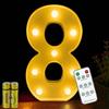 HONPHIER® Numero luce 3D con telecomando, lettero, illuminazione per lettero, luce notturna, decorazione per compleanno
