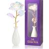 ADAZ Rosa Eterna Stabilizzata 24K Oro, Originale Regalo per Mamma Nonna Donna Lei Fidanzata Regalo Festa della Mamma Natale Compleanno San Valentino, Fiori Artificiali con Vaso