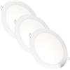 JANDEI - Confezione da 3 faretti LED da incasso rotondi, 18W, 1500 lumen, extrapiatti 13 mm, foro di montaggio Ø200-205 mm, bianco caldo 3000K con trasformatori inclusi