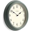 Jones Clocks® Venetian Orologio a parete | Orologio a tondo classico | 30cm | Verde | Numeri arabi | Design tradizionale ideale per cucina, soggiorno o camera da letto