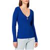 Morgan Maglione Fine Unito A Manica Lunga e Scollo a V 212-mbanzi Pullover, Blu Elettrico, S Donna