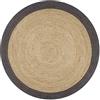 vidaXL Tappeto Lavorato a Mano in Juta Naturale Intrecciata Rotondo a Spirale Cucina Salotto Passatoia Artigianale Stuoia Bordo Grigio Scuro 120 cm