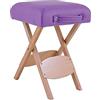 QUIRUMED Sgabello Pieghevole in Legno con Sedile, Rivestito in Colore Viola, Multiuso, Tavolino, Poggiapiedi, Similpelle, Trasportabile, Fino a 100 kg, 33 x 33 x 48