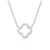 Elli Collana Donne Ciondolo forma di trifoglio Elegante fortuna con cristalli di zirconia in argento sterlino 925