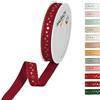 Halbach Seidenbänder 295-015-765-18 Nastro regalo natalizio, poliestere, rosso scuro, 15 mm x 18 m