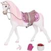 Glitter Girls - Norvégien - Cavallo norvegese da 36 cm - Pink Mane & Tail, Trattamenti per cavalli - Spazzola equestre e raschietto per cavalli - Accessori per bambole da 36 cm - 3 anni +