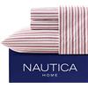 Nautica Cotton Percale Sheet Set, Full, Coleridge Red Stripe, Twin XL | 100% percalle di cotone, lenzuolo con angoli con tasca profonda, lenzuolo e federa inclusi