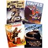 Artery8 US Military World War 2 Army United Seabees Tank Mr Peanut Home Decor Premium Wall Art Poster Pack of 4 Militare Mondo Guerra Esercito Serbatoio Casa Parete Manifesto